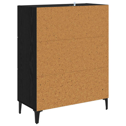 Sideboard Black Oak 69.5 x 34 x 90 cm Engineered Wood and Iron