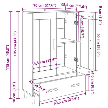 Highboard with Drawer Old Wood 70 x 31 x 115 cm Engineered Wood