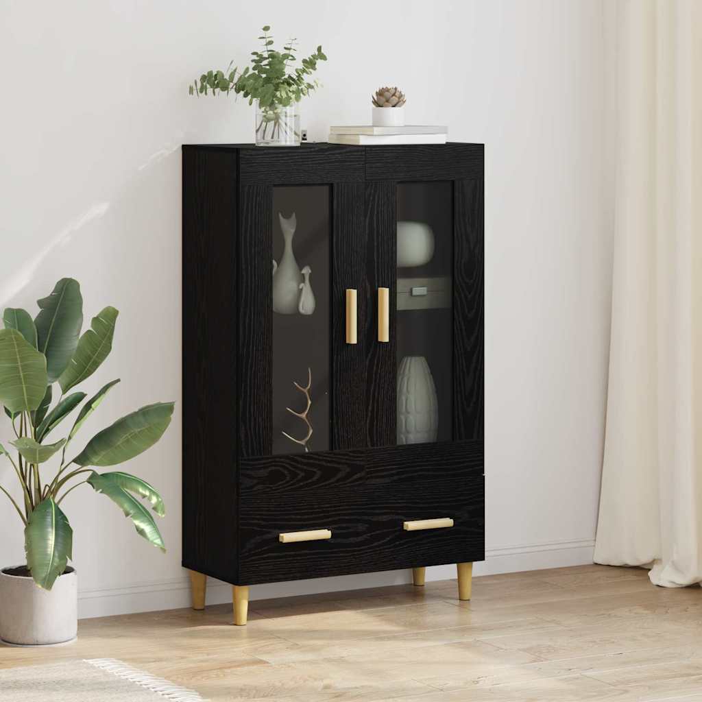 Highboard Black Oak 70 x 31 x 115 cm Engineered Wood