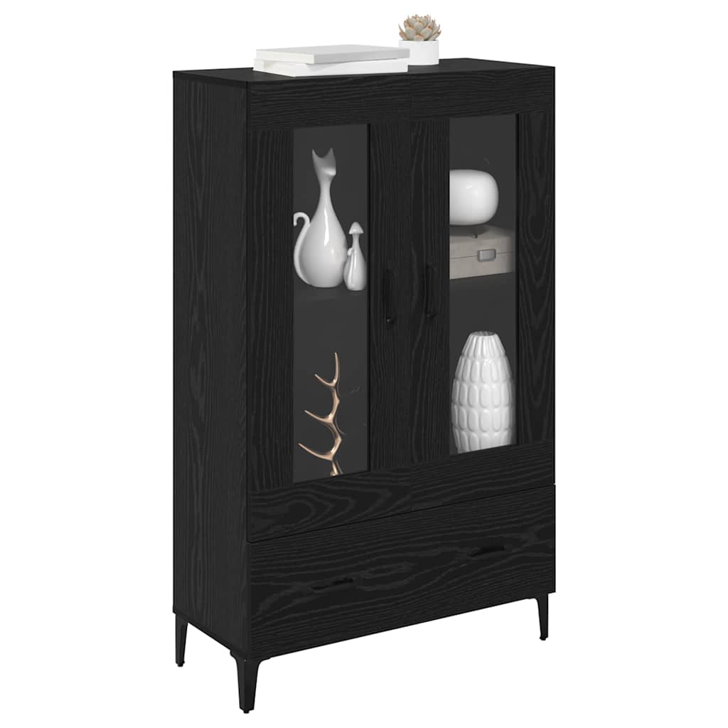 Highboard Black Oak 70 x 31 x 115 cm Engineered Wood and Iron