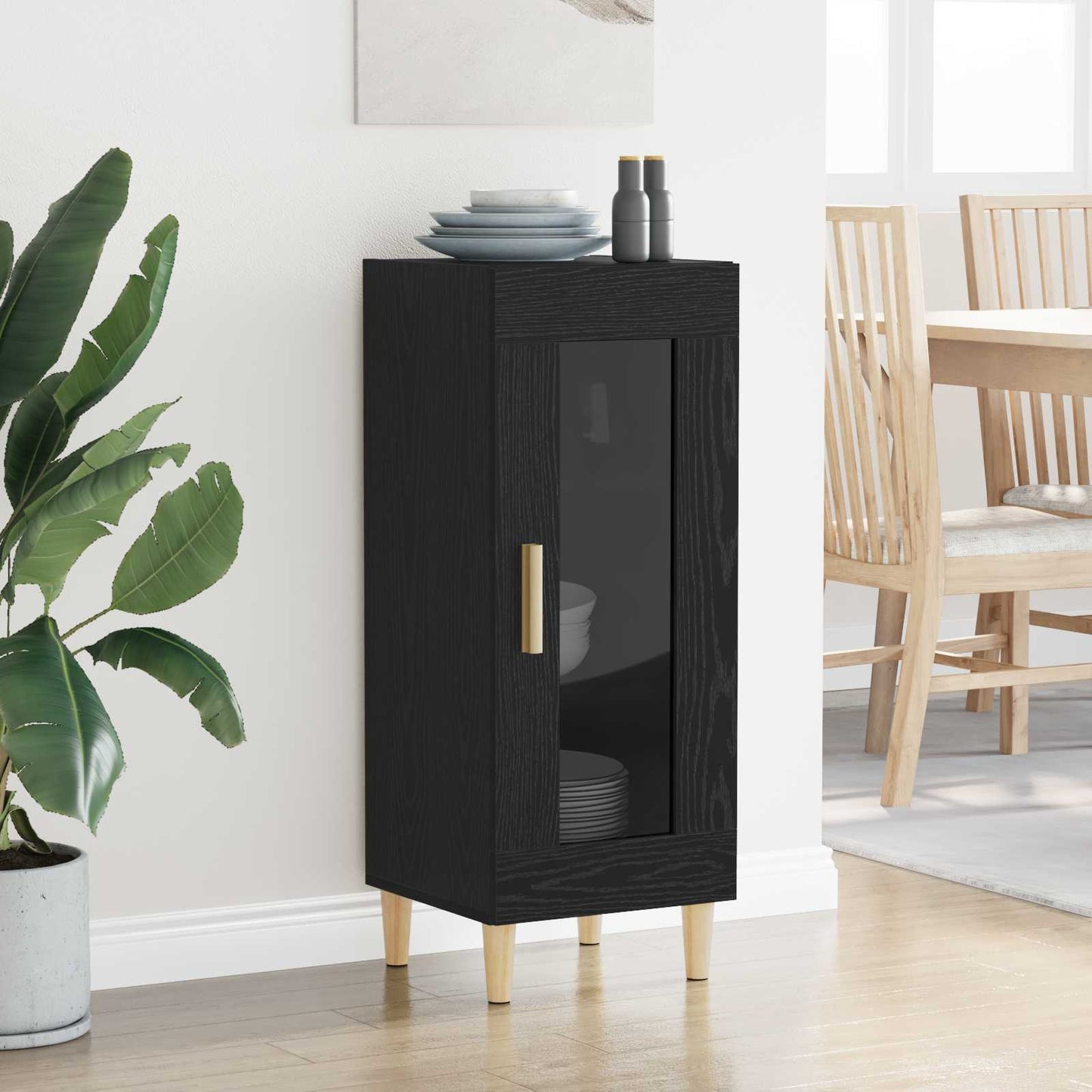 Sideboard Black Oak 34.5 x 32.5 x 90 cm Engineered Wood