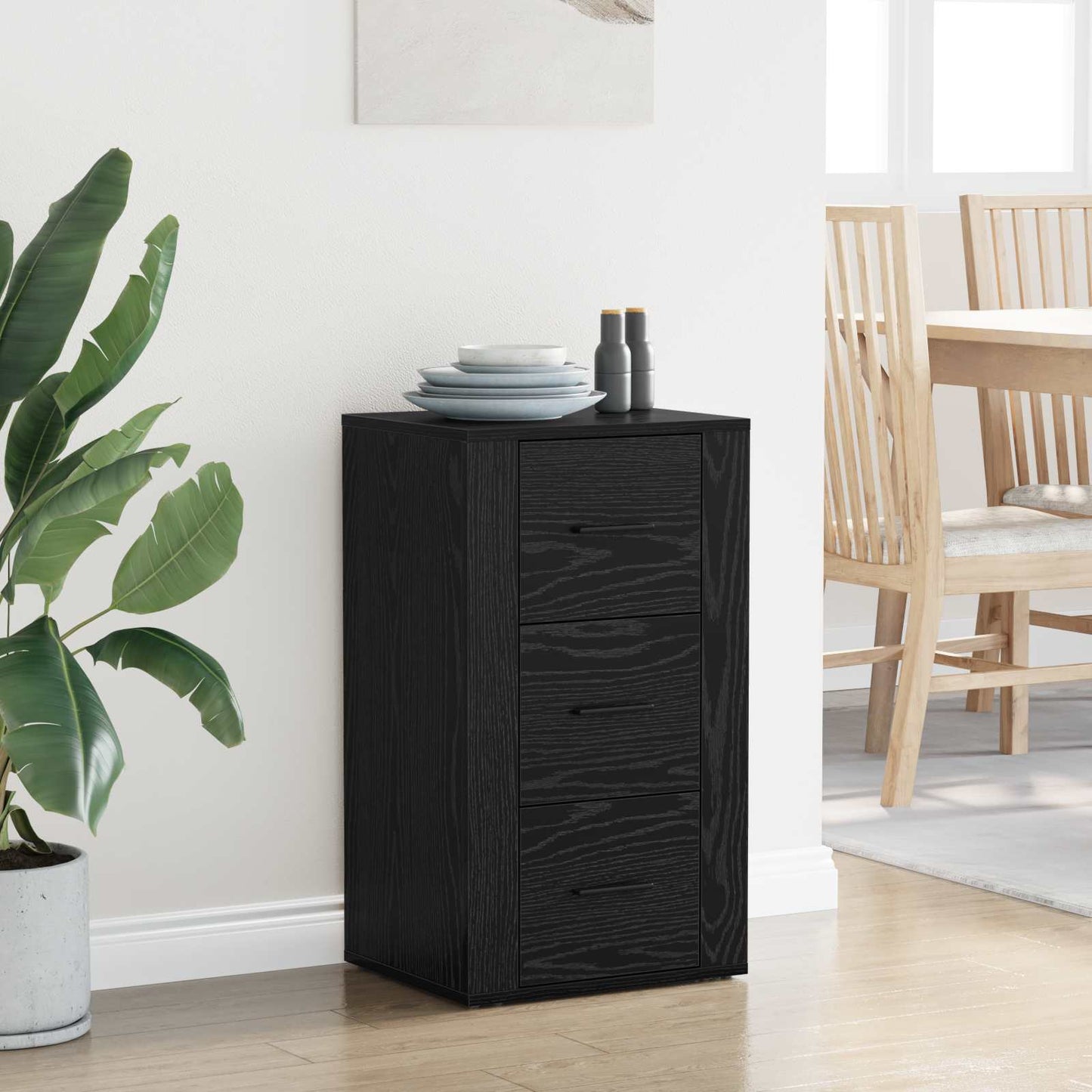 Sideboard with Drawer Black Oak 40 x 33 x 70 cm Engineered wood