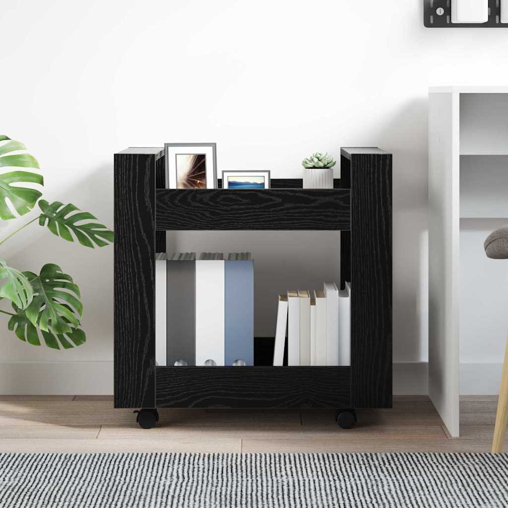 Desk Trolley Black Oak 60 x 45 x 60 cm Engineered Wood
