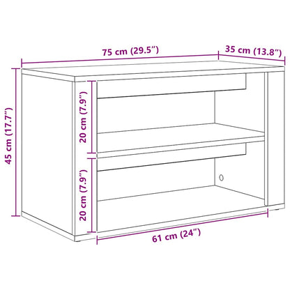 Shoe Rack with Shelf Black oak 75 x 35 x 45 cm Engineered wood