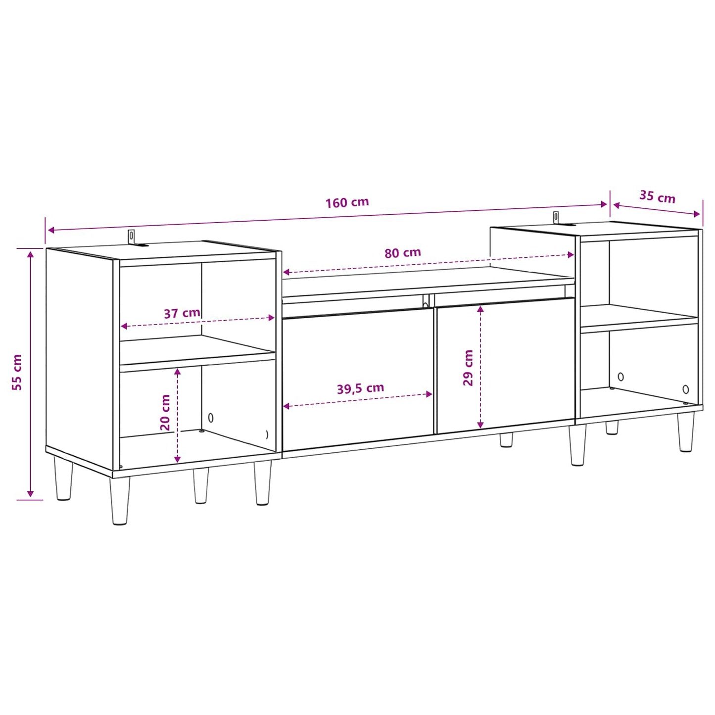 TV Cabinet 160 x 35 x 55 cm Artisan Oak Engineered Wood