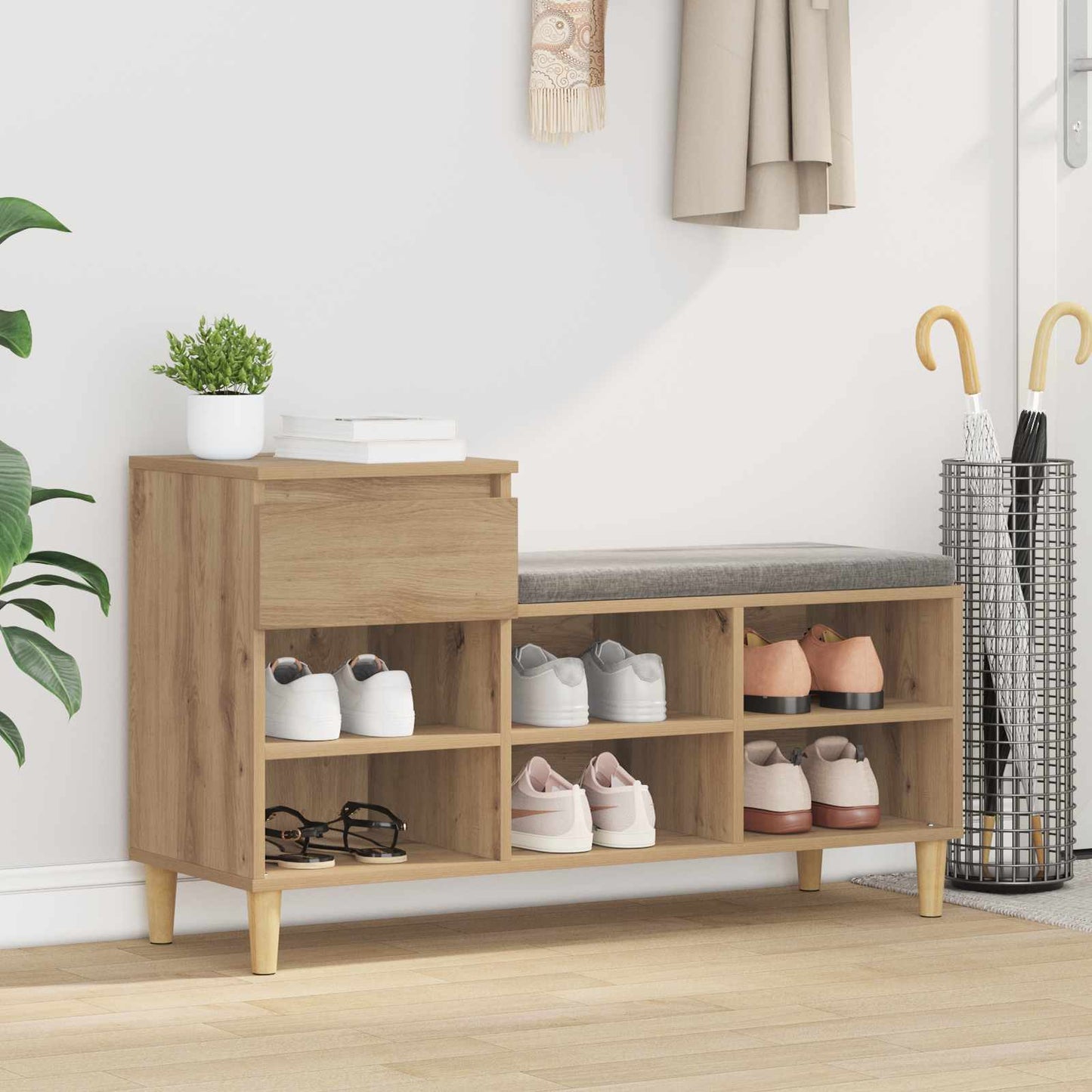 Shoe Cabinet 102 x 36 x 60 cm Engineered Wood Artisan Oak
