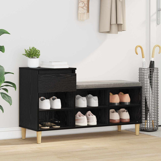 Shoe Cabinet 102 x 36 x 60 cm Engineered Wood Black Oak