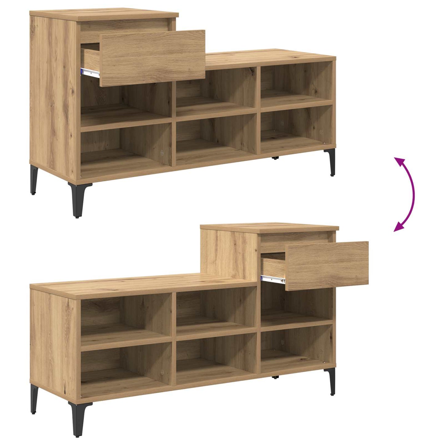 Shoe Cabinet 102 x 36 x 60 cm Engineered wood Artisan oak