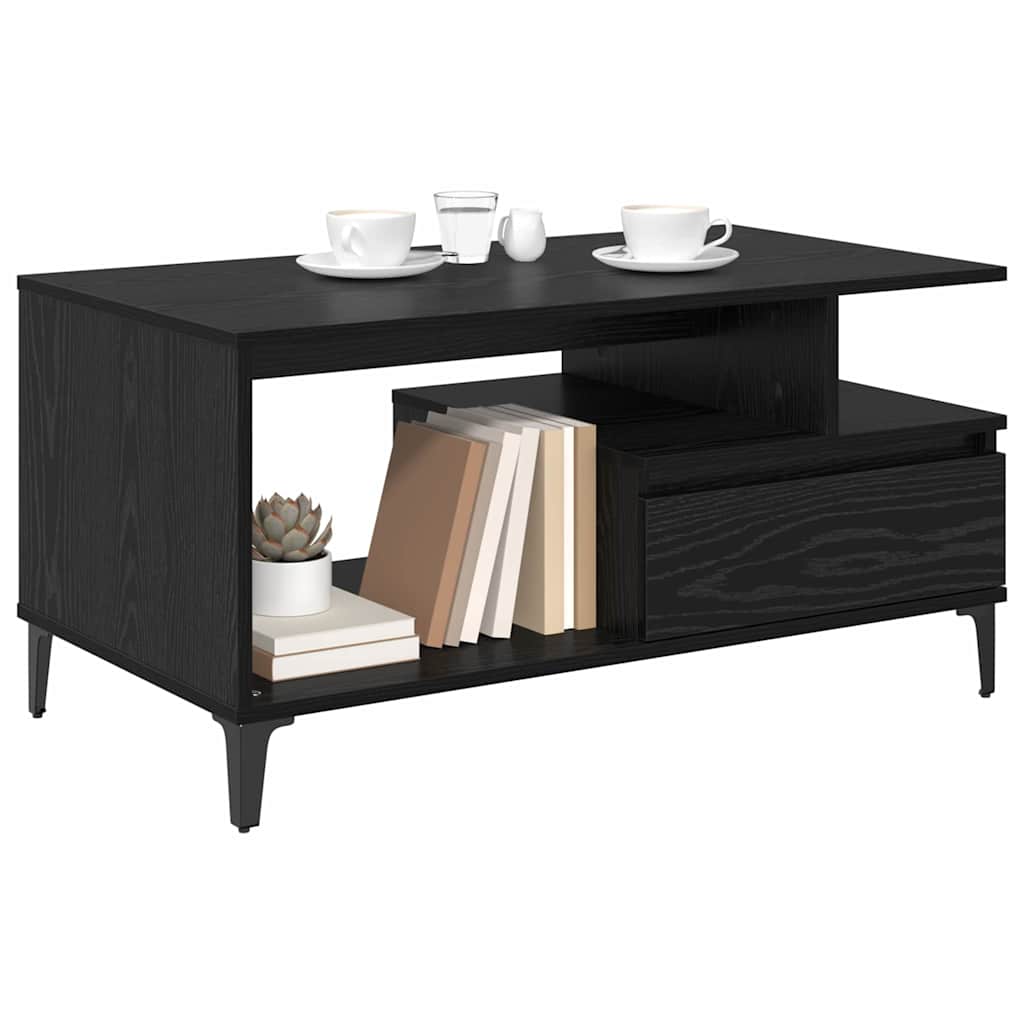 Coffee Table Black Oak 90 x 49 x 45 cm Engineered Wood