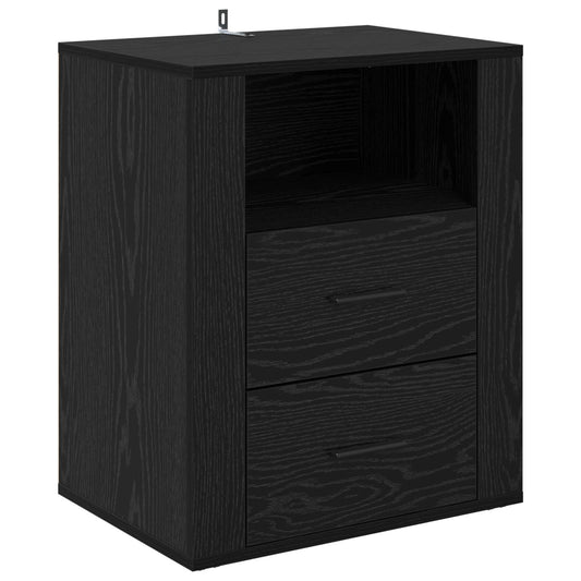 Bedside Cabinet Black Oak 35 x 50 x 60 cm Engineered Wood