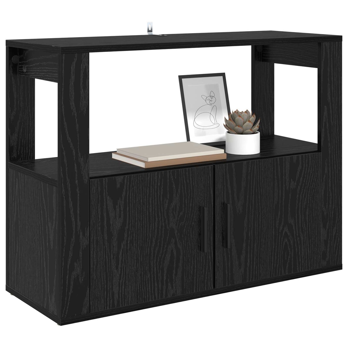 Sideboard Black oak 80 x 30 x 60 cm Engineered wood