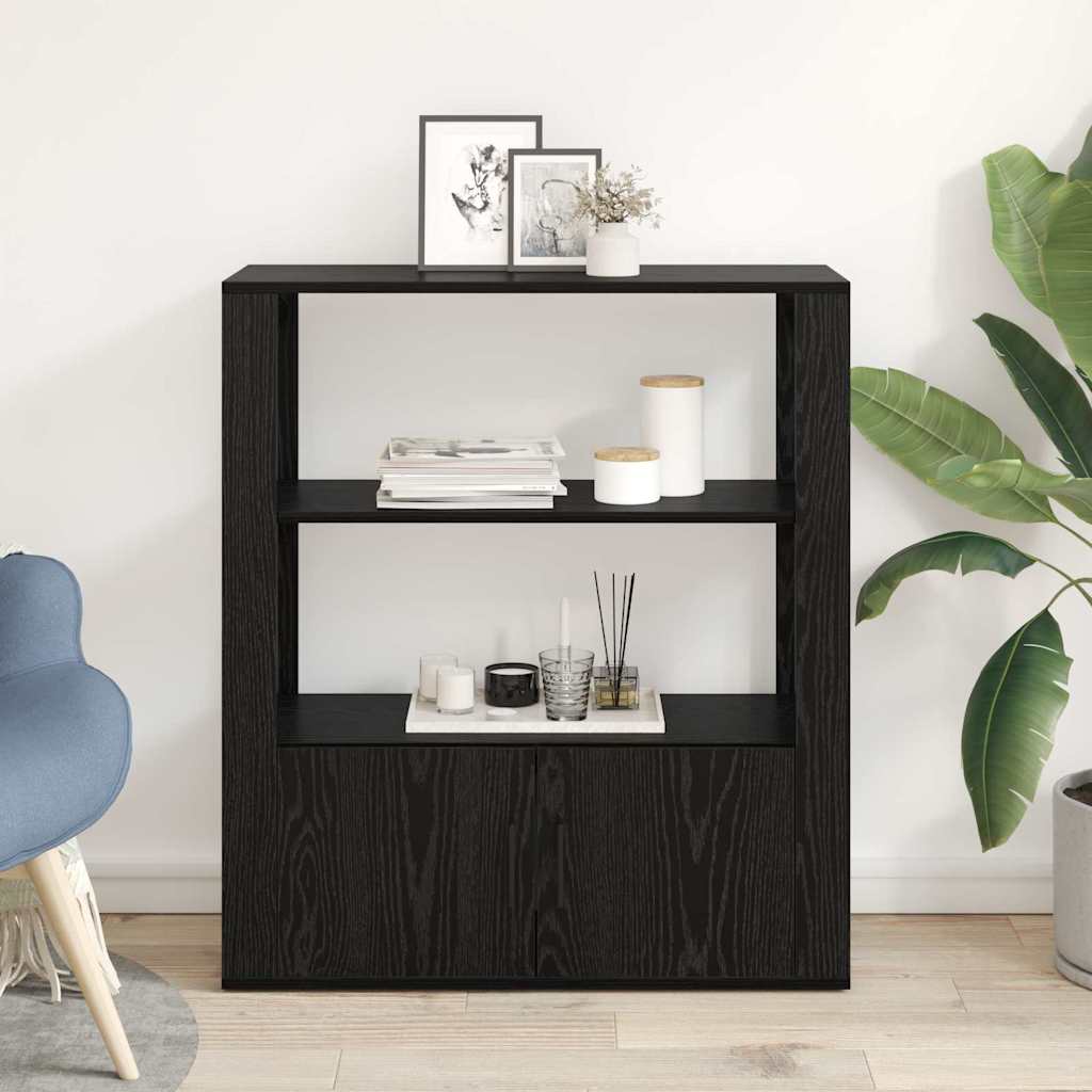 Sideboard Black oak 30 x 80 x 90 cm Engineered wood