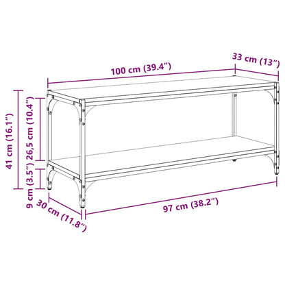 TV Cabinet 2-Tier 100 x 33 x 41 cm Engineered Wood and Iron