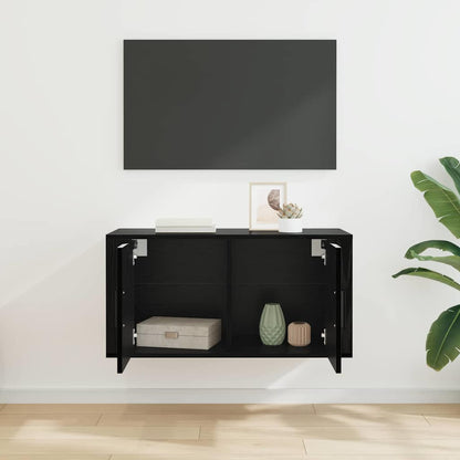 Wall Mounted TV Cabinet Black Oak 80 x 34.5 x 40 cm