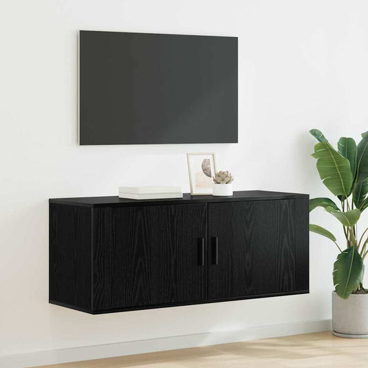 Wall Mounted TV Cabinet 100 x 34.5 x 40 cm Black Oak