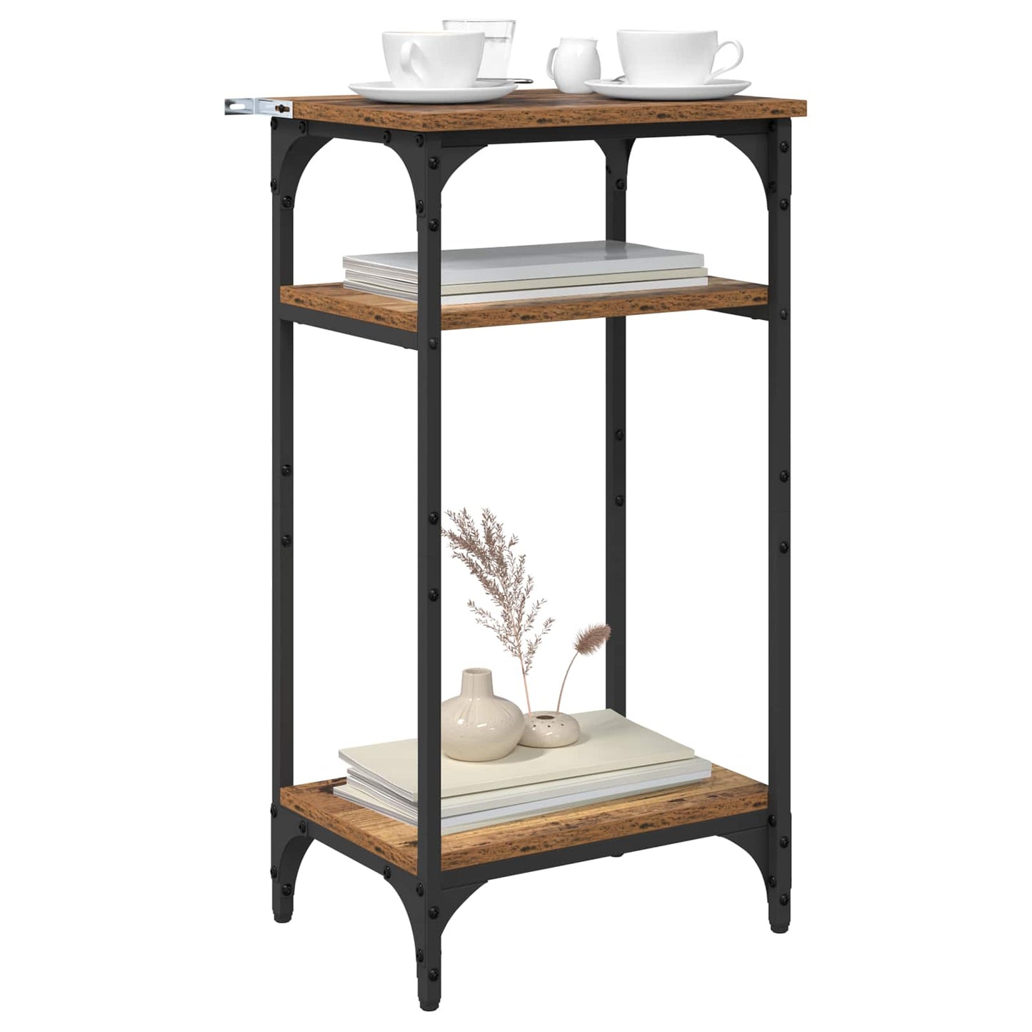 Side Table with Shelf Old Wood 40 x 30 x 75 cm Engineered Wood