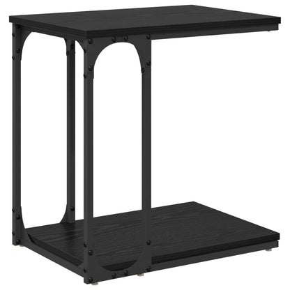 Side Table with Shelf Black Oak 50 x 35 x 52 cm Engineered Wood