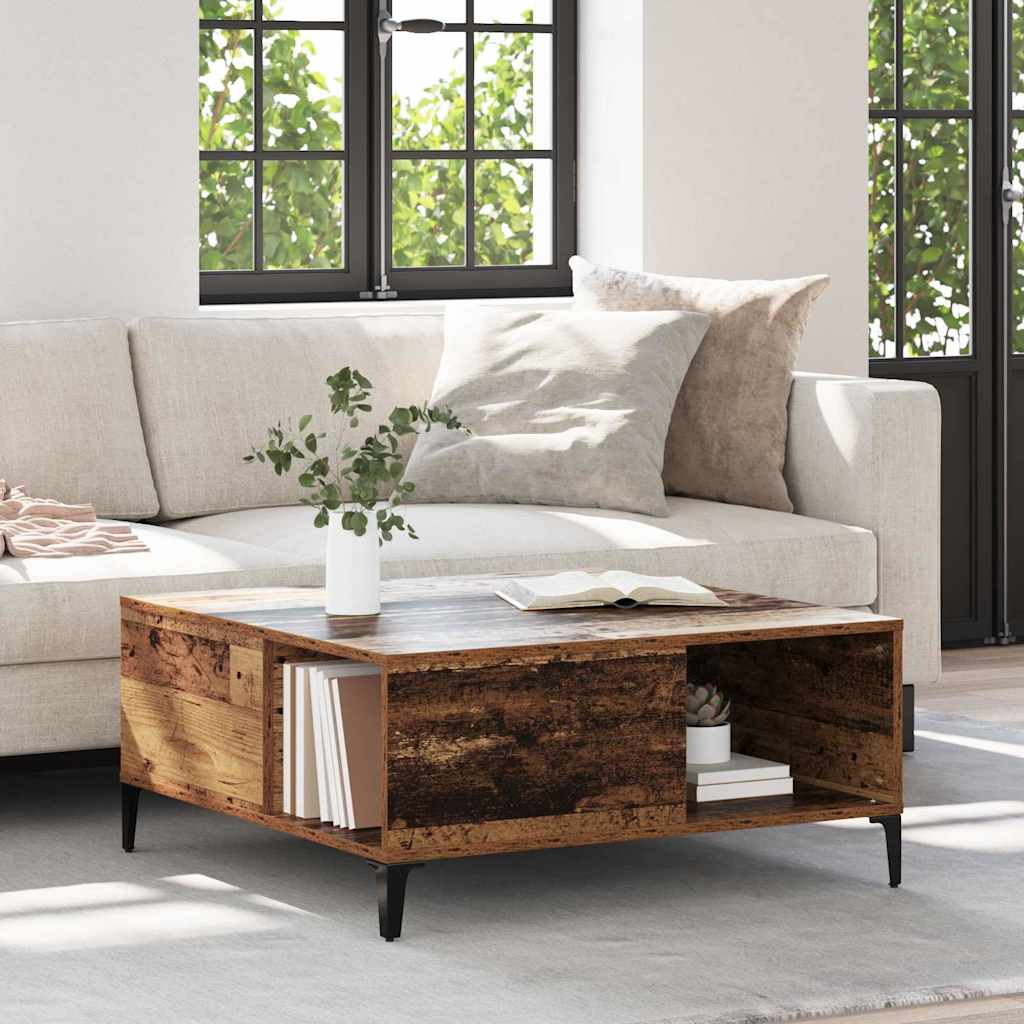 Coffee Table Old Wood 80 x 80 x 36.5 cm Engineered Wood