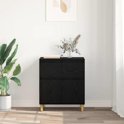 Sideboard with Drawer Black Oak 60 x 35 x 70 cm Engineered Wood