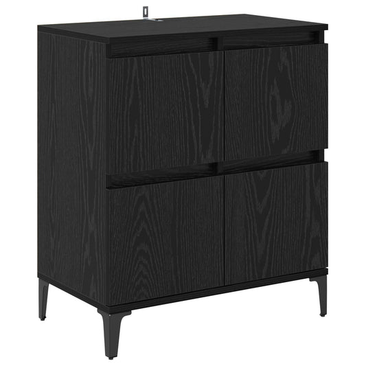 Sideboard Black Oak 60 x 35 x 70 cm Engineered Wood and Iron