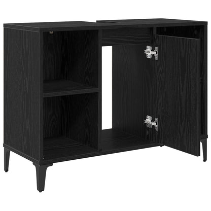 Sink cabinet Black Oak 80 x 33 x 60 cm Engineered Wood and Iron