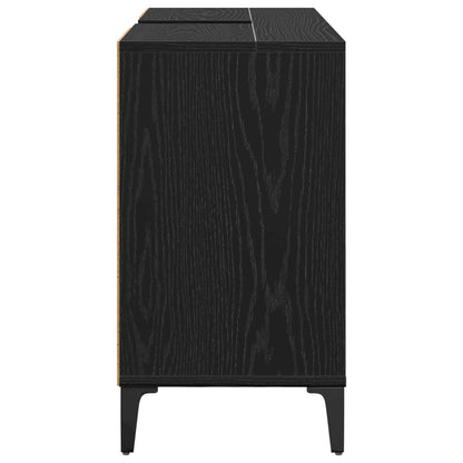 Sink cabinet Black Oak 80 x 33 x 60 cm Engineered Wood and Iron