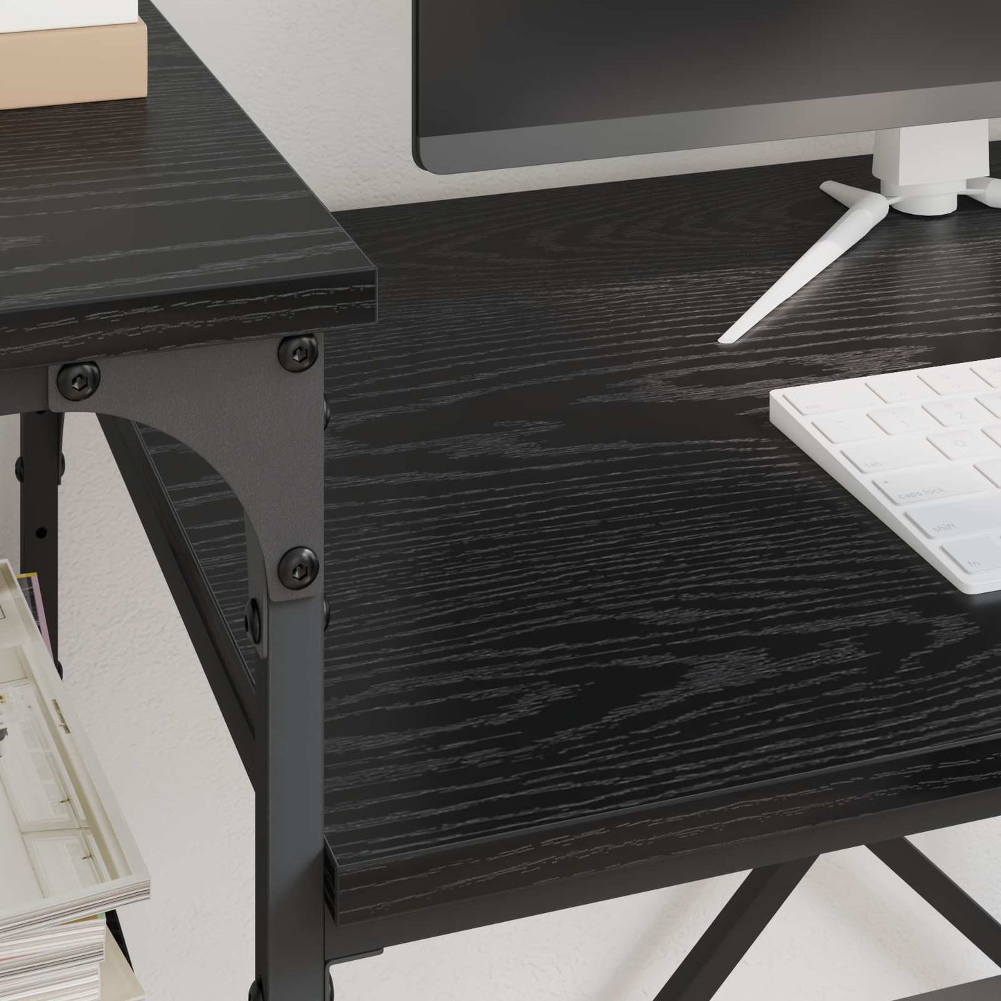 Desk Black Oak 135 x 50 x 90 cm Engineered Wood