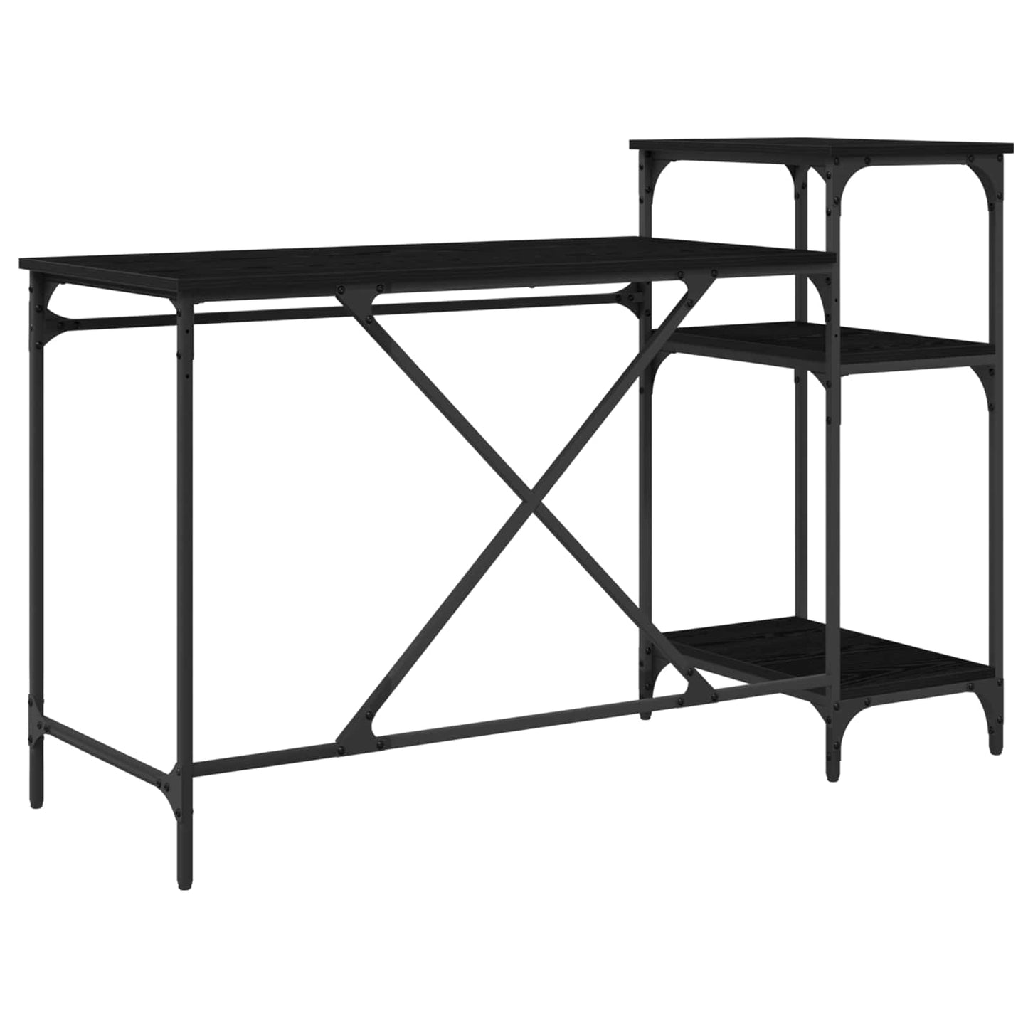 Desk Black Oak 135 x 50 x 90 cm Engineered Wood
