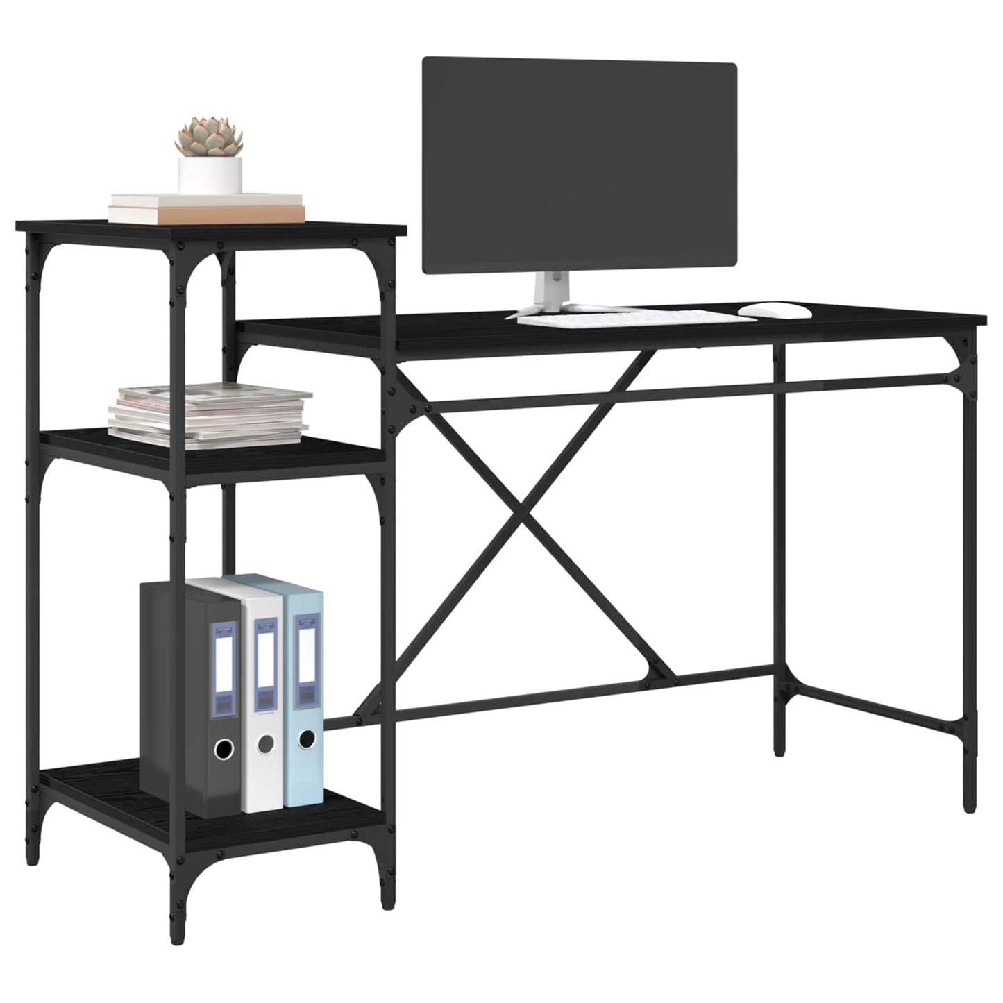 Desk Black Oak 135 x 50 x 90 cm Engineered Wood