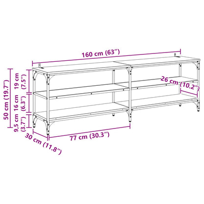TV Cabinet Old Wood 160 x 30 x 50 cm Engineered Wood and Iron
