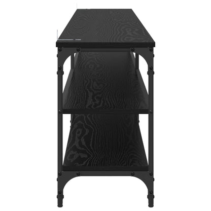 TV Cabinet Black Oak 200 x 30 x 50 cm Engineered Wood and Iron