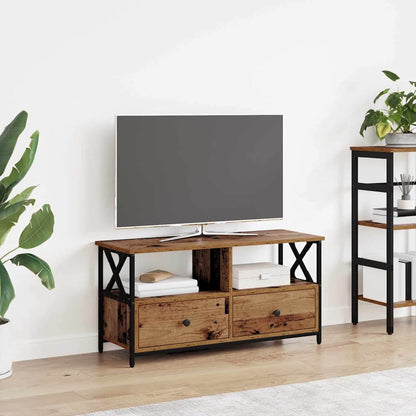 TV Cabinet Old Wood 90 x 33 x 45 cm Engineered Wood and Steel