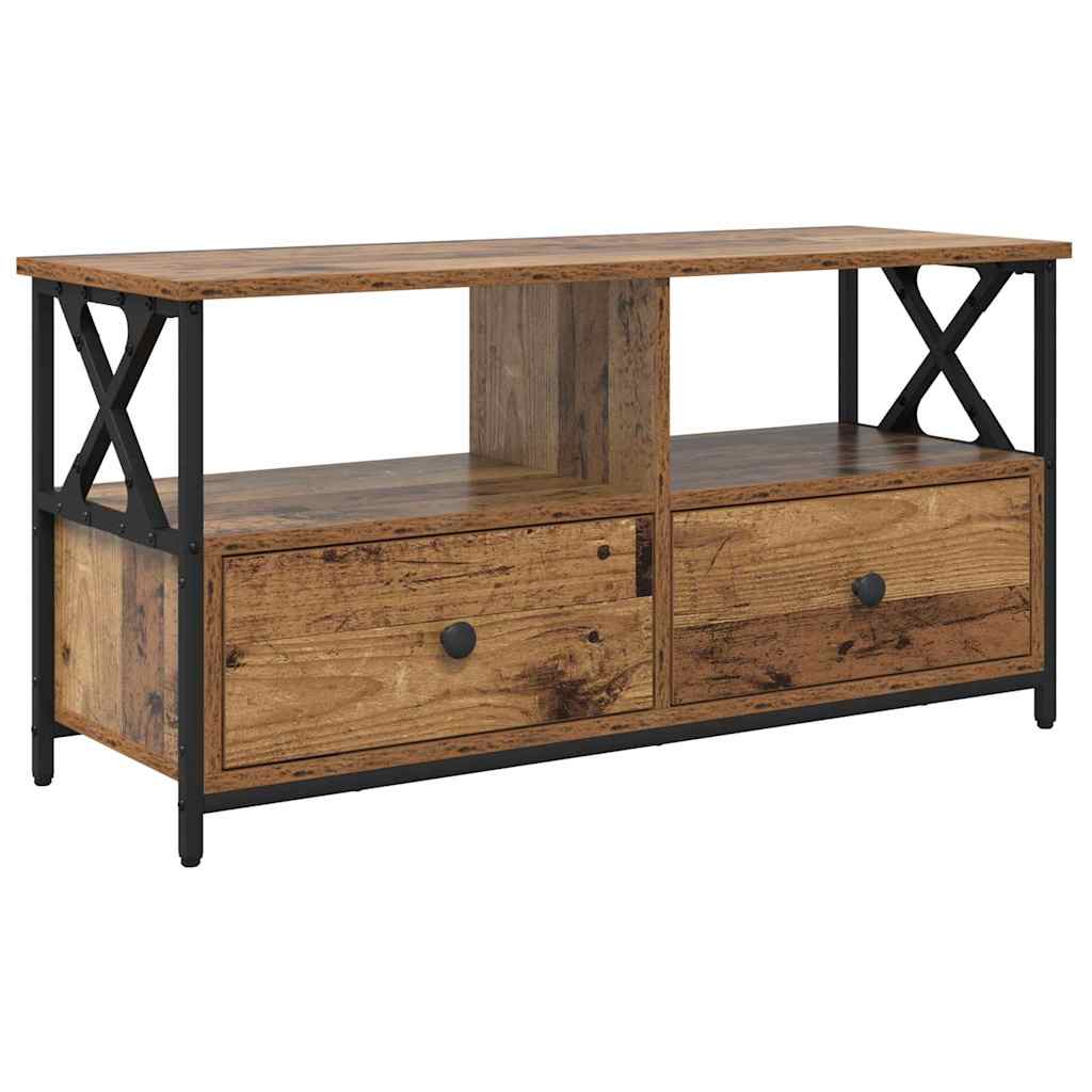 TV Cabinet Old Wood 90 x 33 x 45 cm Engineered Wood and Steel