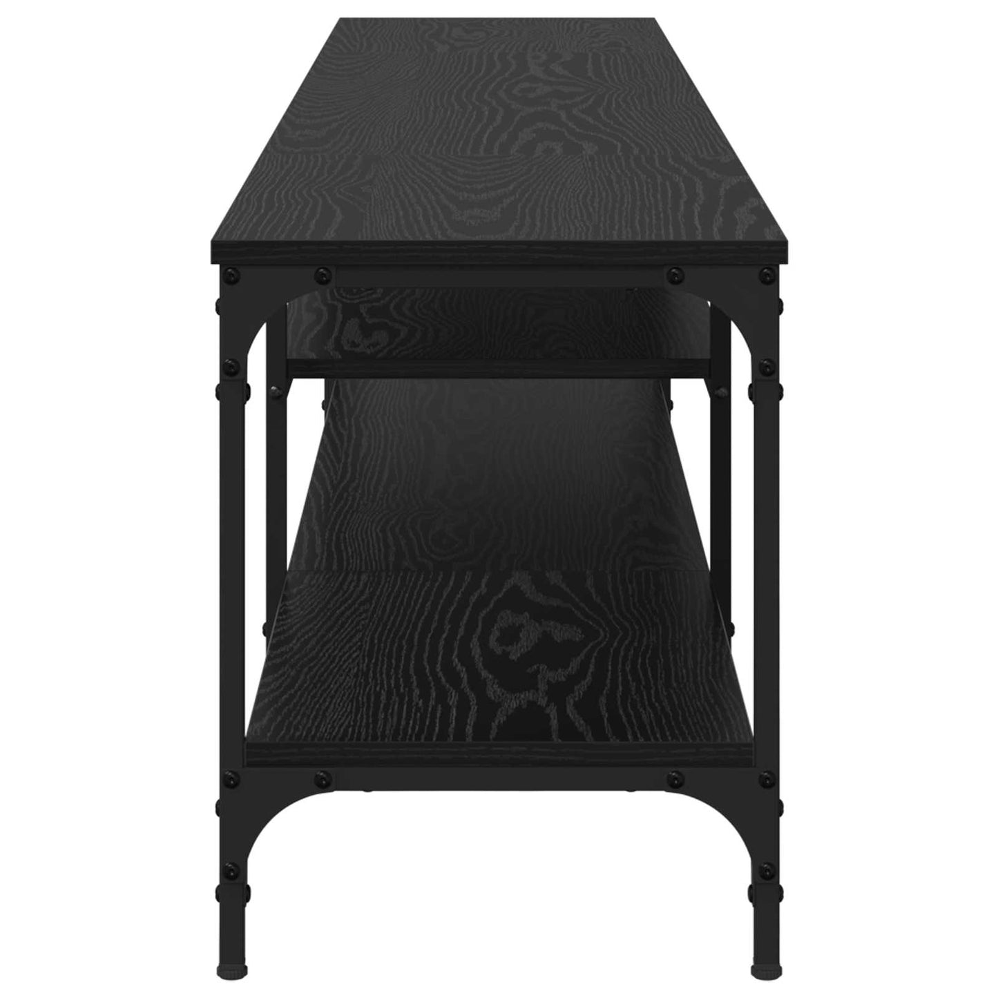 TV Cabinet Black Oak 201 x 35 x 45 cm Engineered Wood and Iron