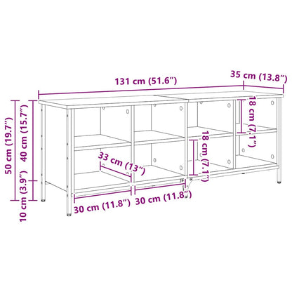 Shoe Cabinet with Shelf with Storage Black Oak 131 x 35 x 50 cm
