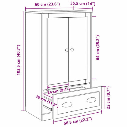 Highboard Old Wood 60 x 35.5 x 103.5 cm Engineered Wood