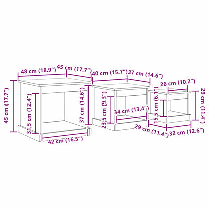 Coffee Table 3 pcs Black Oak Engineered Wood
