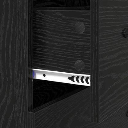Sideboard Black Oak 69.5 x 34 x 90 cm Engineered Wood and Iron