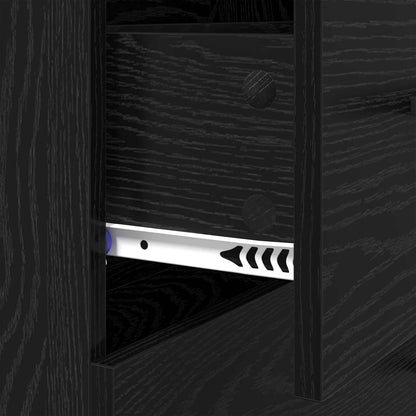 Sideboard Black Oak 69.5 x 34 x 90 cm Engineered Wood and Iron