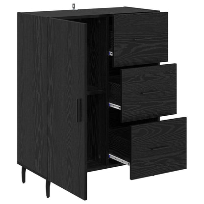 Sideboard Black Oak 69.5 x 34 x 90 cm Engineered Wood and Iron