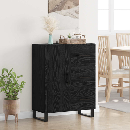 Sideboard Black Oak 69.5 x 34 x 90 cm Engineered Wood and Iron