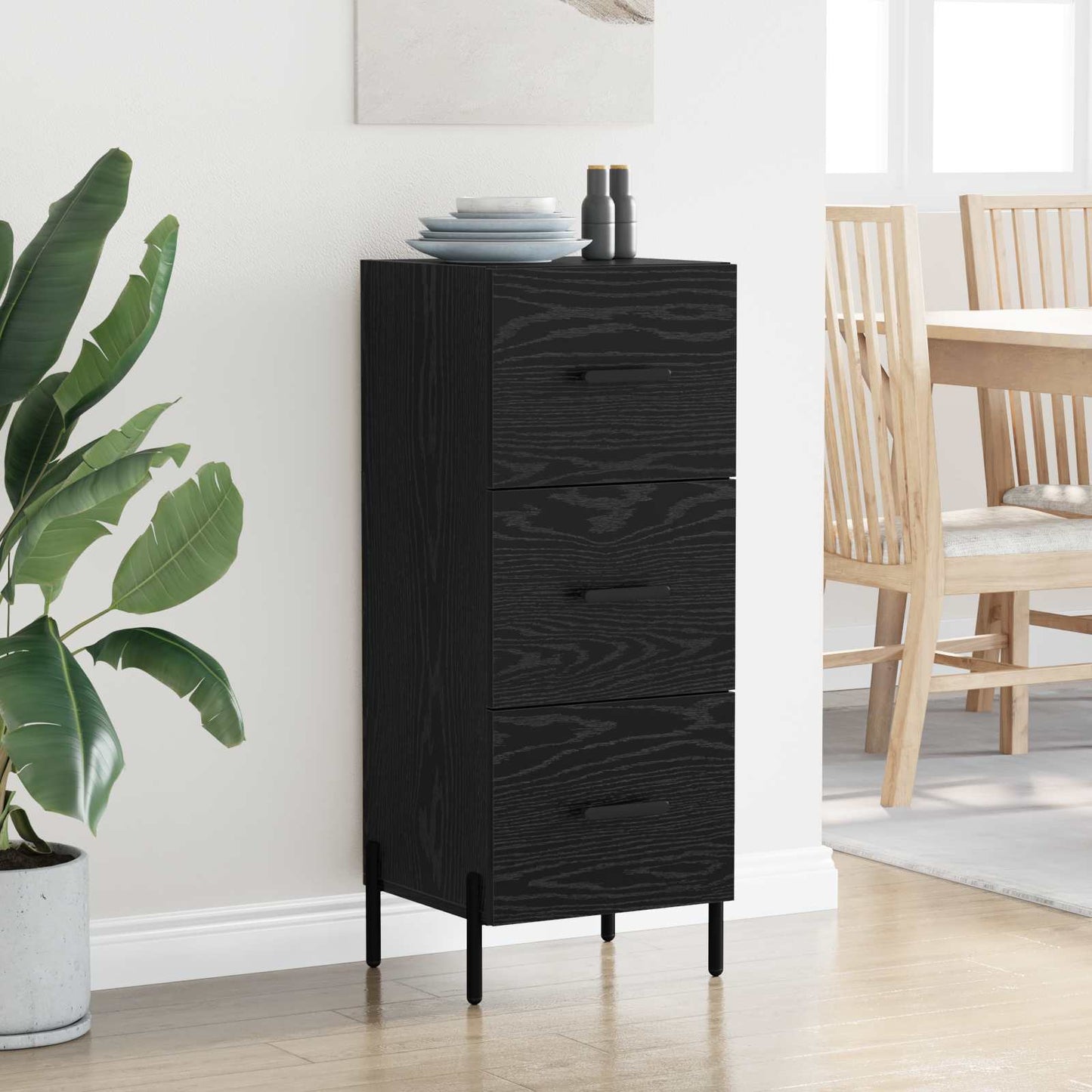 Sideboard Black oak 34 x 34.5 x 90 cm Engineered wood