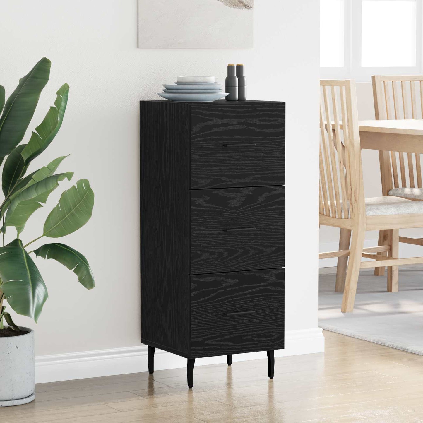 Sideboard Black oak 34 x 34.5 x 90 cm Engineered wood