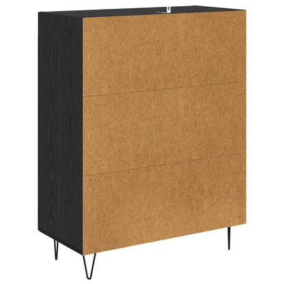 Sideboard Black Oak 69.5 x 34 x 90 cm Engineered Wood and Iron