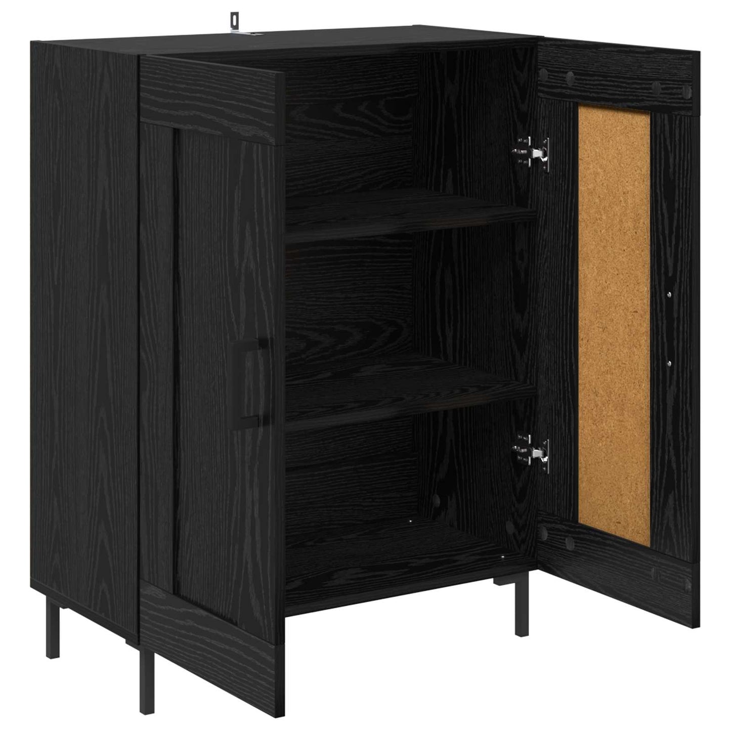 Sideboard Black Oak 69.5 x 34 x 90 cm Engineered Wood and Iron