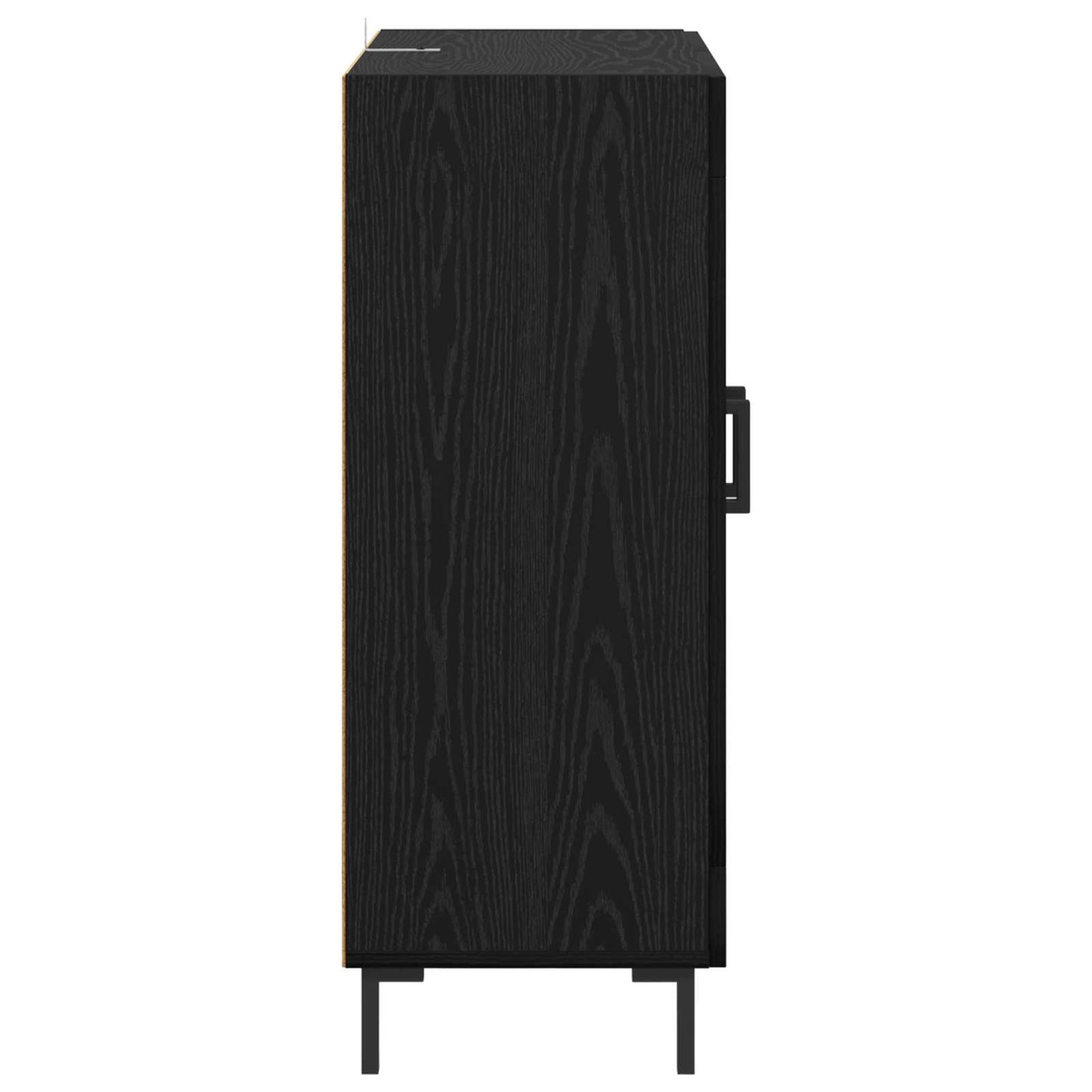Sideboard Black Oak 69.5 x 34 x 90 cm Engineered Wood and Iron