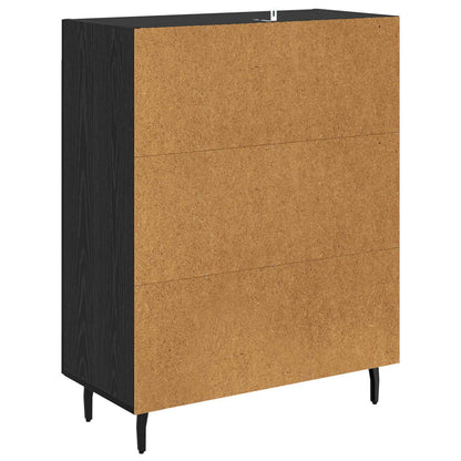 Sideboard Black Oak 69.5 x 34 x 90 cm Engineered Wood and Iron