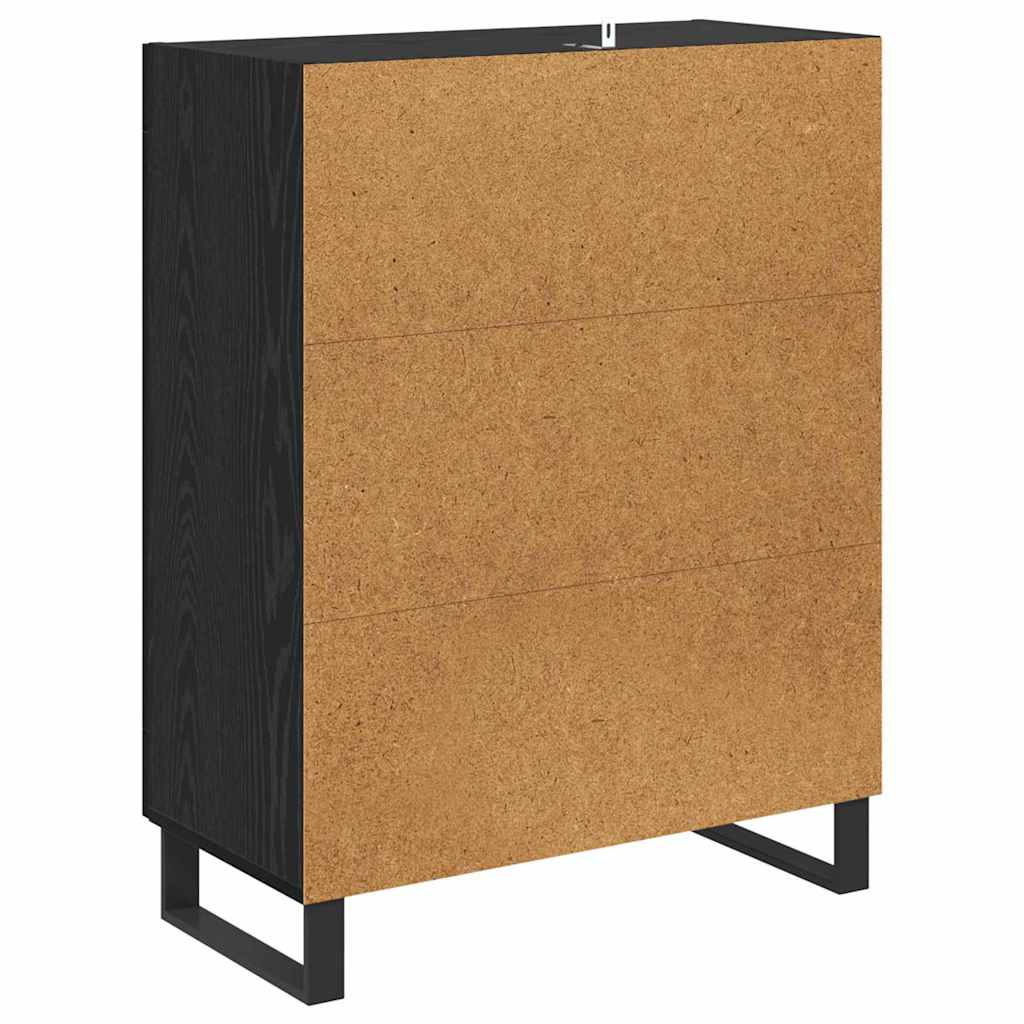 Sideboard Black Oak 69.5 x 34 x 90 cm Engineered Wood and Iron