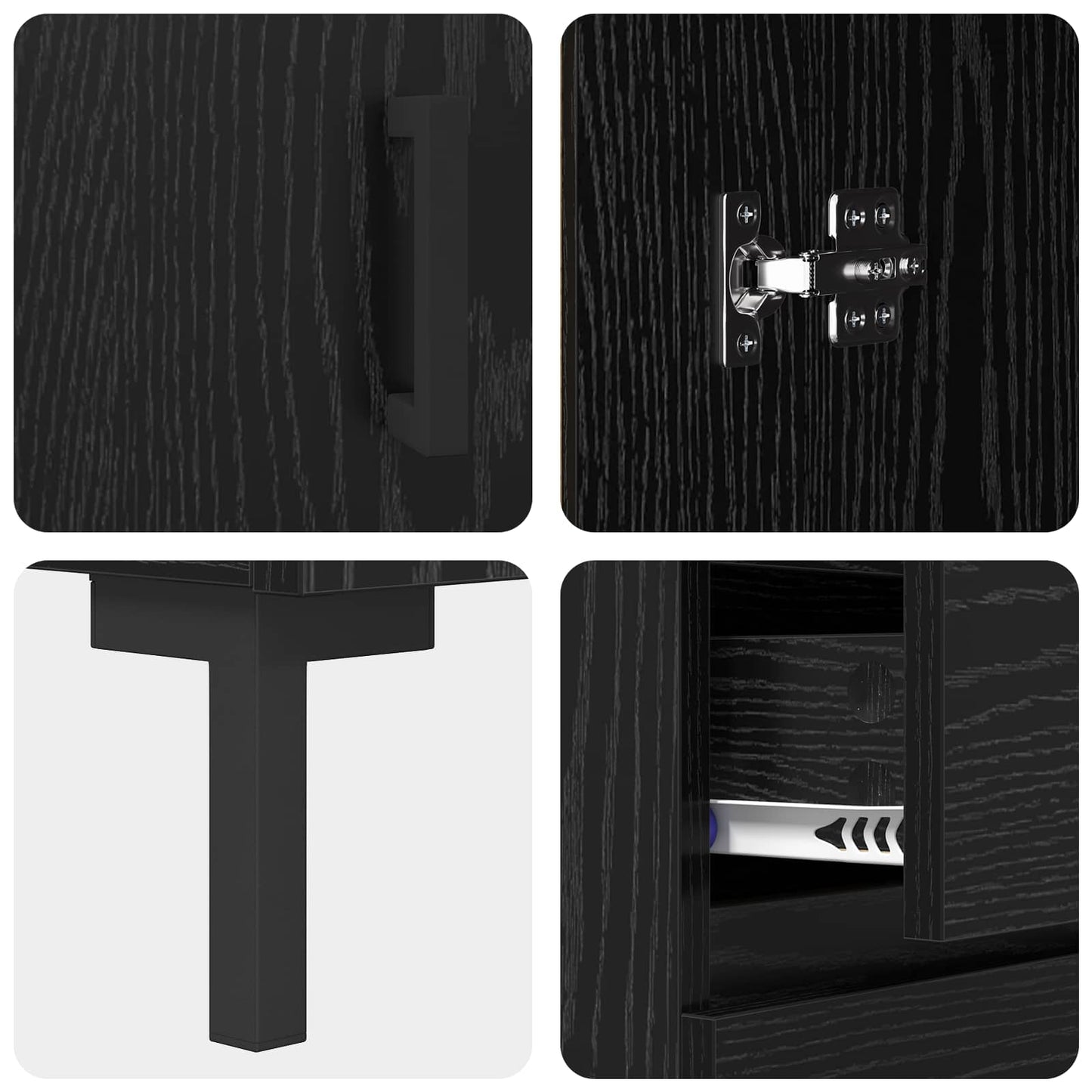 Sideboard Black oak 69.5 x 34 x 90 cm Engineered wood