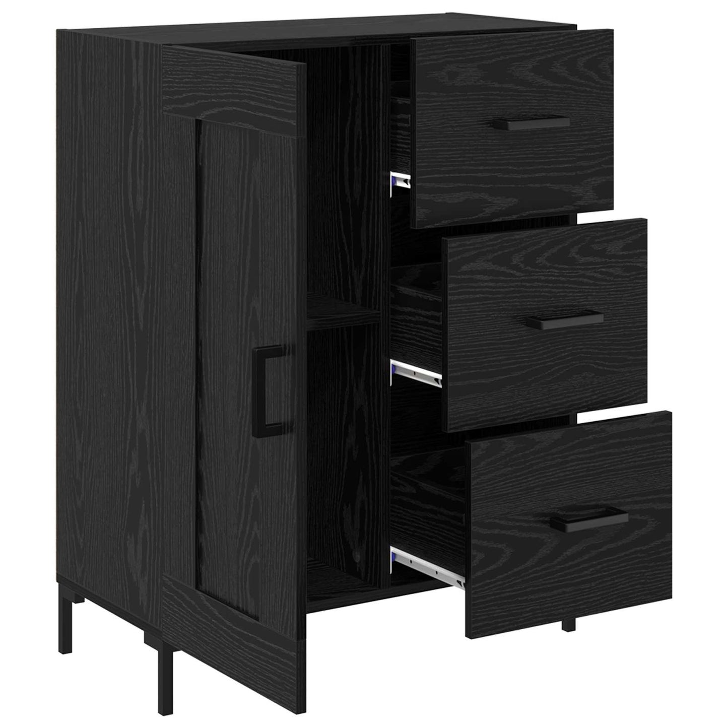Sideboard Black oak 69.5 x 34 x 90 cm Engineered wood